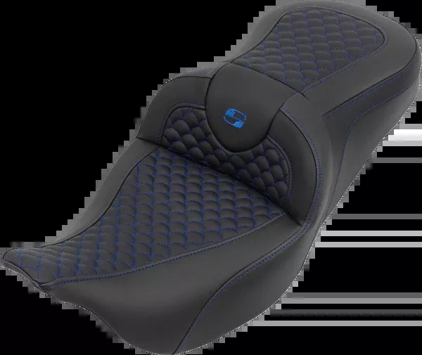 Saddlemen Roadsofa™ Seat – Without Backrest – Dragon Stitch – Blue Stitch – FLH/FLT ’08-’25