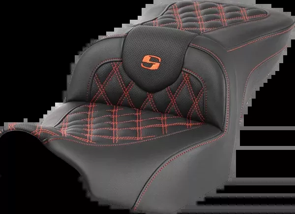 Saddlemen Roadsofa™ Seat - Without Backrest - Orange Lattice Stitch - FLTR/FLHX '23-'24