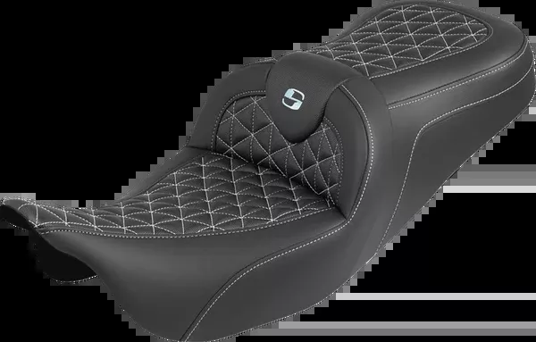 Saddlemen RoadSofa™ Tri Gripper Seat - Standard Reach - Silver Stitch - W/O Backrest - FLH/FLT '08-'25
