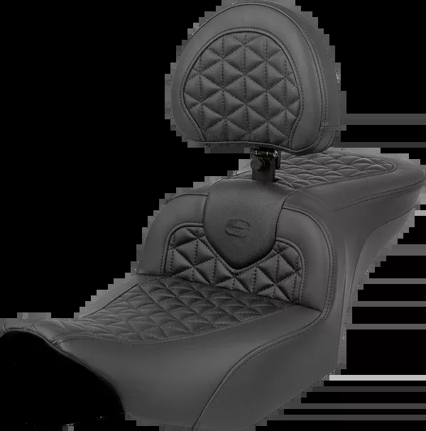 Saddlemen RoadSofa™ Tri Gripper Seat - Standard Reach - W/ Backrest - FLH/FLT '23-'24