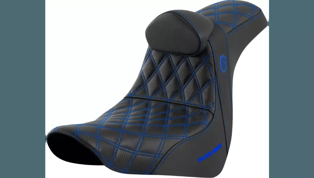 Saddlemen Saddlemen Pro Series SDC Performance Gripper LS Seat with Driver Backrest for '18-Up Harley Davidson Low Rider FXLR/S and Sport Glide FLSB - Blue Stitching