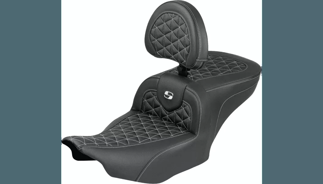 Saddlemen Standard Reach Tri Gripper Roadsofa Seat with Backrest for '24-Up Harley Davidson Street Glide and Road Glide & '23-24 CVO Street Glide, CVO Road Glide (Select Stitching Color)