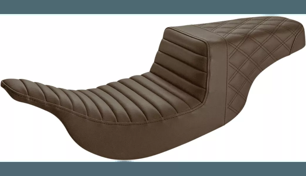 Saddlemen Step Up Seat for '97-07 Harley Davidson Electra Glide and Road Glide - Brown Tuck and Roll/Rear Lattice Stitch