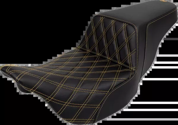 Saddlemen Step-Up Seat – Front Lattice Stitch – Gold Stitch – FLH/FLT ’08-’23