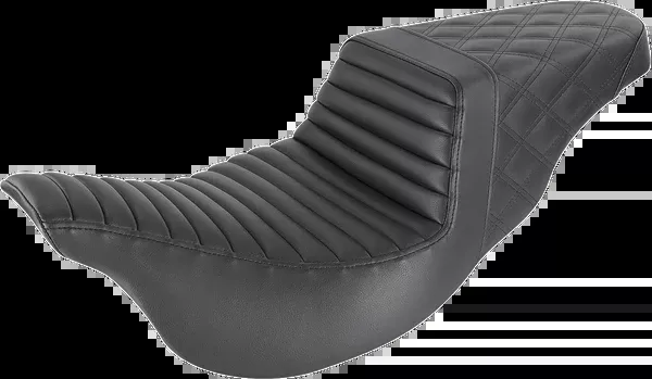 Saddlemen Step-Up Seat - Front Tuck-N-Roll/Rear Lattice Stitch - Black - FL '08-24
