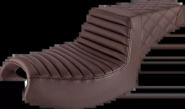 Saddlemen Step-Up Seat - Front Tuck-N'-Roll/Rear Lattice Stitch - Brown - Challenger