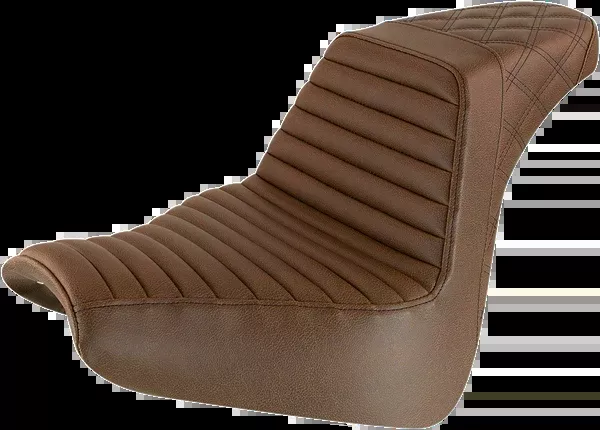 Saddlemen Step-Up Seat - Front Tuck-N-Roll/Rear Lattice Stitch - Brown - FXBR/S '18-'20