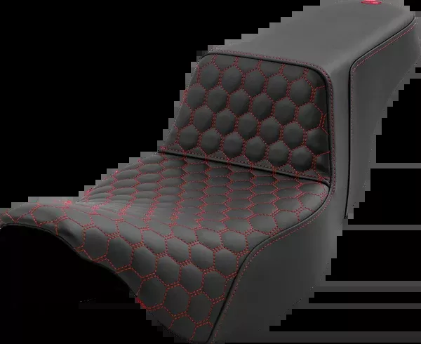 Saddlemen Step-Up Seat - Honeycomb - Extended Reach - Red Stitching - FL '08-'23