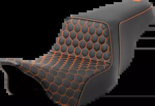 Saddlemen Step-Up Seat - Honeycomb - Orange Stitching - FL '08-'23