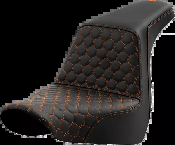 Saddlemen Step-Up Seat - Honeycomb - Orange Stitching - FL/FX '18-'24