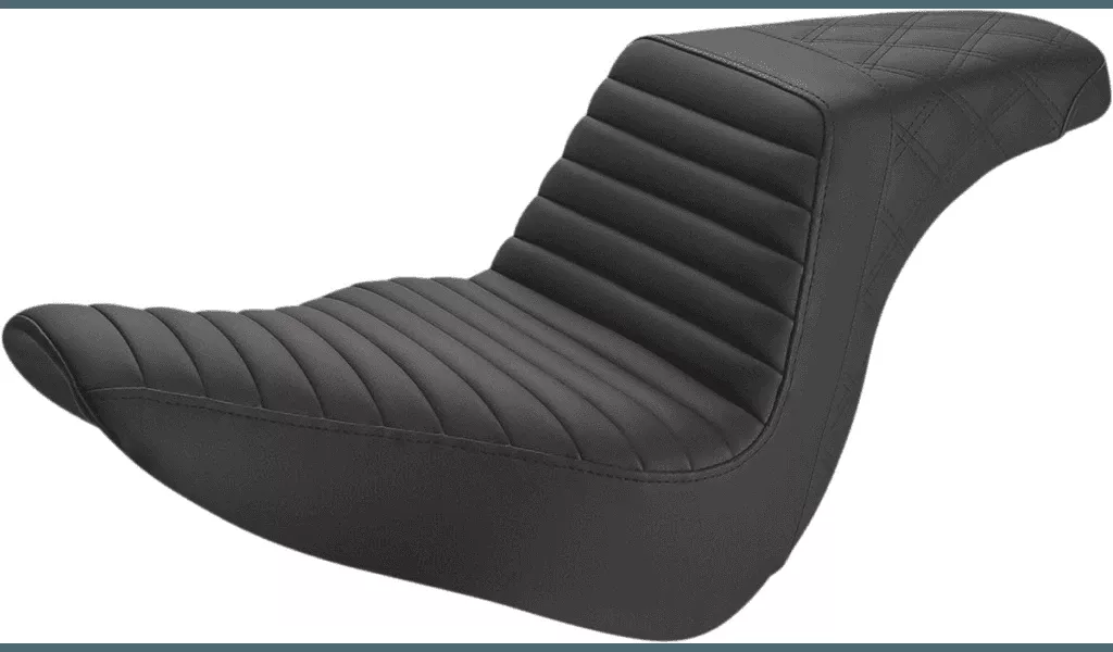 Saddlemen Step Up Seat Rear Lattice Stitch/Tuck and Roll for '18-Up Harley Davidson Softail Lowrider FXLR and Sport Glide FLSB - Black