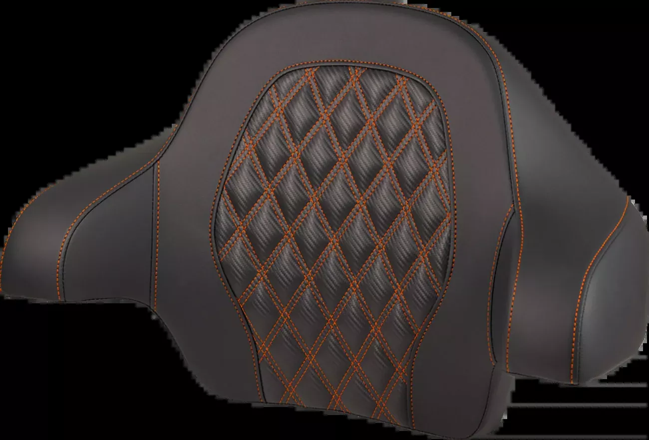Saddlemen Tour-Pak Backrest Pad - Lattice Stitch - Orange Stitch - FL '14-'25 - 814-07-20703