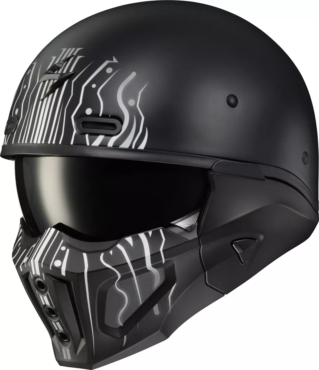 Scorpion EXO COVERT X OPEN-FACE HELMET TRIBE MATTE BLACK/WHITE SM