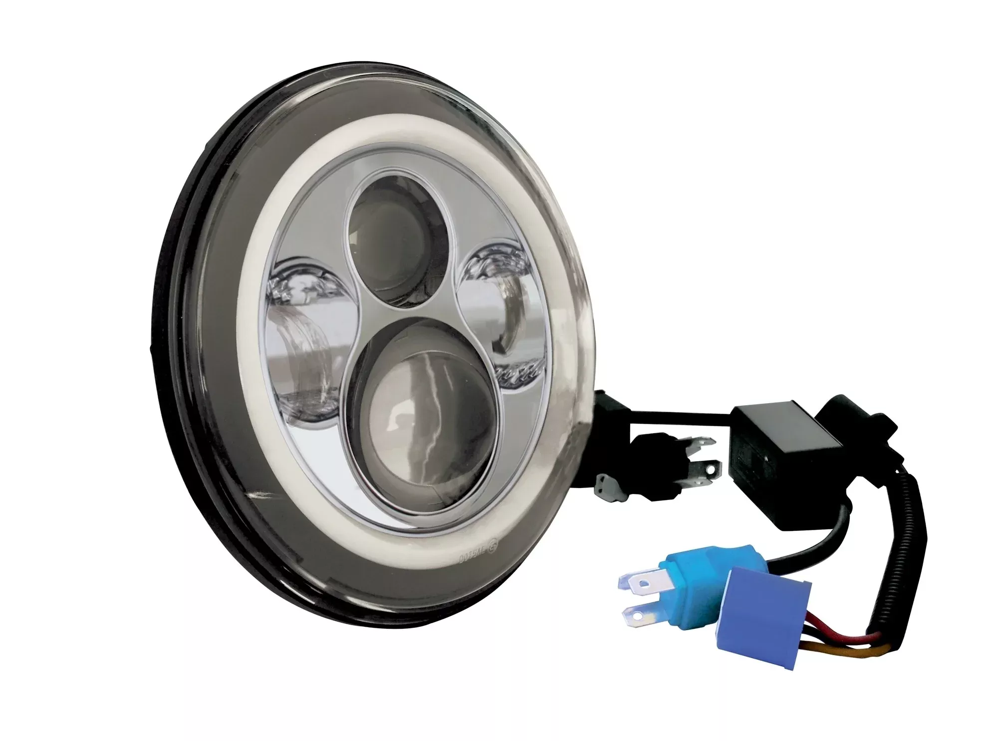 Silver 7" LED Daymaker Style Headlight w Halo 11003 94-17 Harley Touring Softail