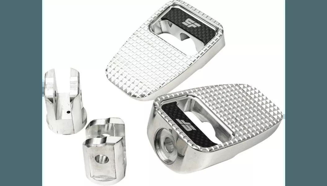 SlyFox Billet Front Footpegs for '18-Up Harley Davidson Softail Models, ELW & Pan America - Black