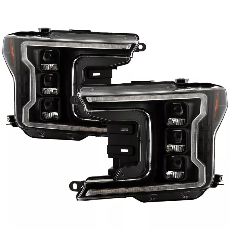 SPYDER 18-20 Ford F-150 Headlights – Halogen Model Only – DRL LED – Black PRO-YD-FF15018HALAP-SEQ-BK 5088475