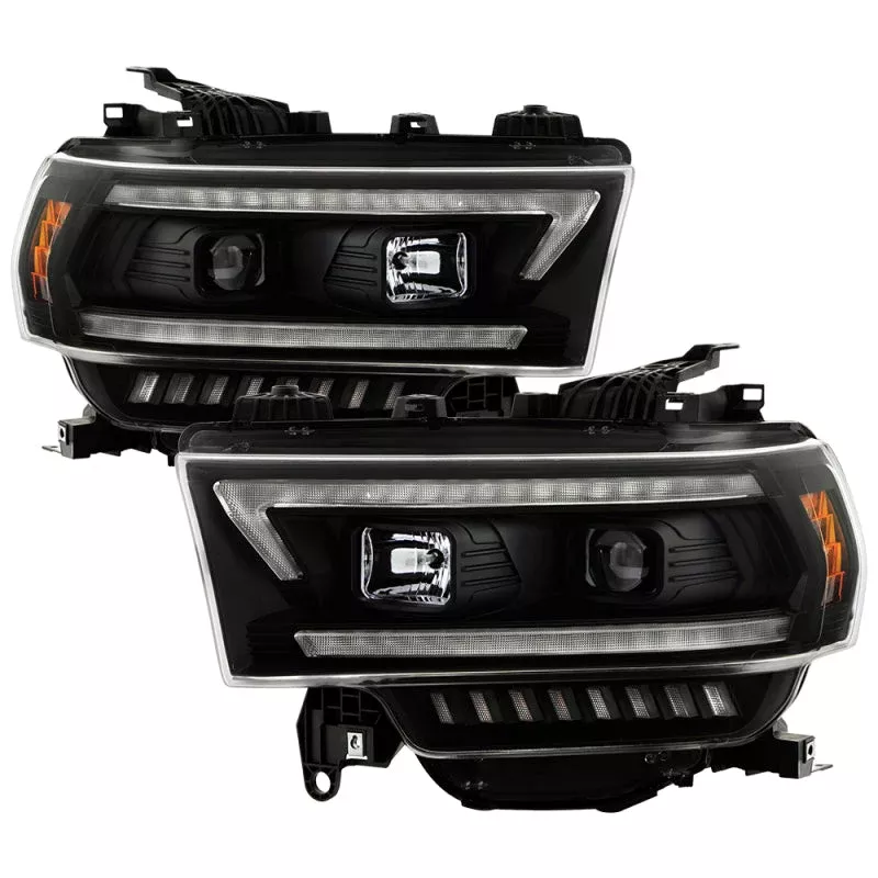 SPYDER 19-22 Dodge Ram 2500 (Halogen Only) Projector Headlights – Black PRO-YD-DR19HDHALSI-SEQ-BK 5088611