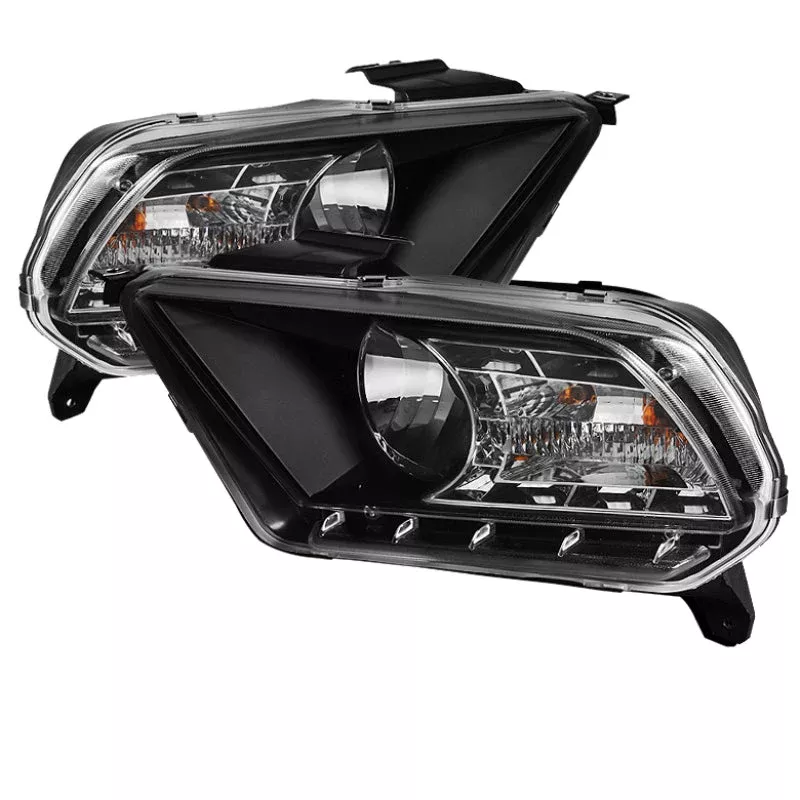 SPYDER Ford Mustang 10-12 (Non HID)DRL LED Crystal Headlights Black HD-YD-FM2010-DRL-BK 5042149