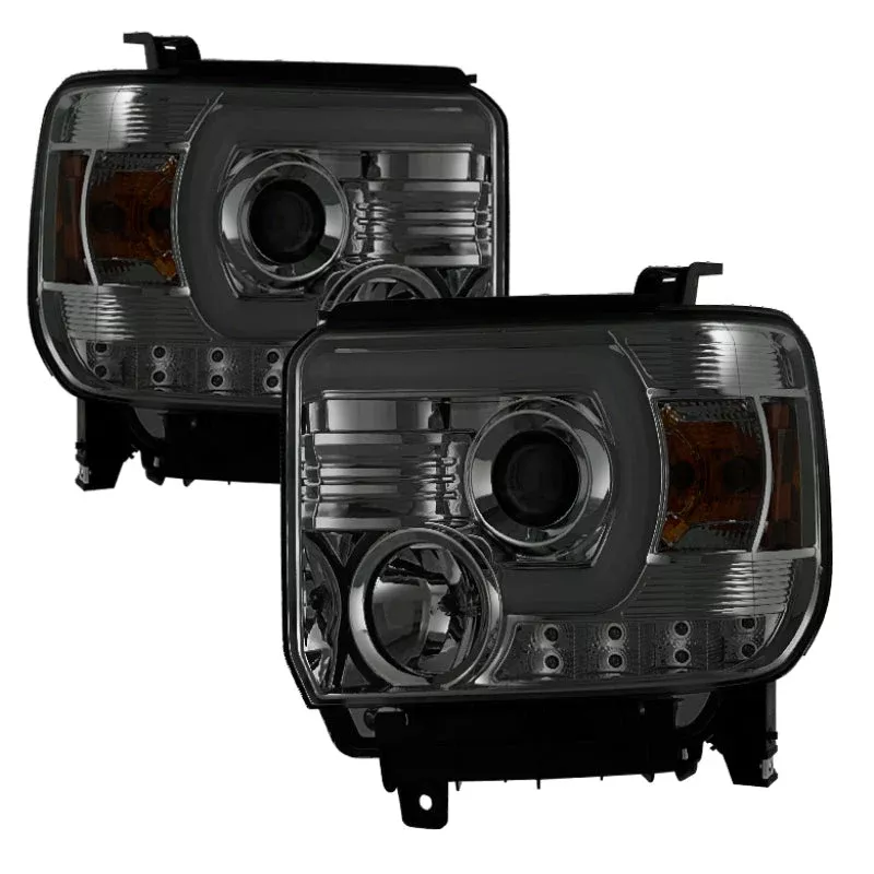 SPYDER GMC Sierra 14-16 Projector Headlights Light Bar DRL Smke PRO-YD-GS14V2-LBDRL-SM 5080875