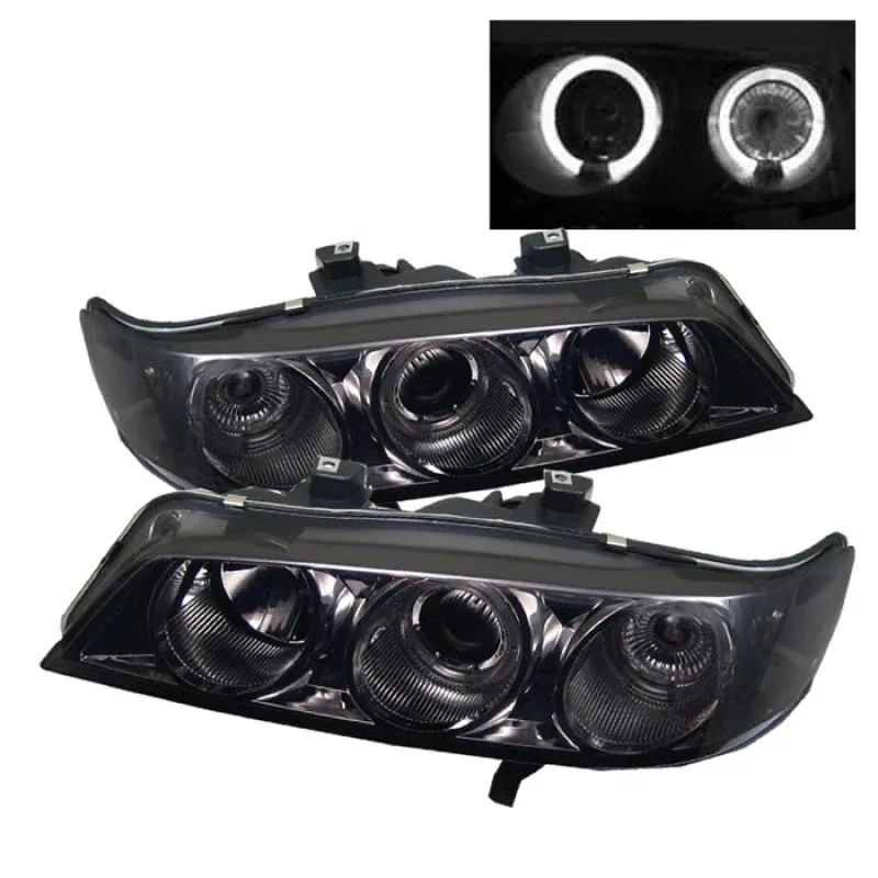 SPYDER Honda Accord 94-97 1PC Projector Headlights LED Halo Amber Reflctr Smke PRO-YD-HA94-AM-SMC 5010711