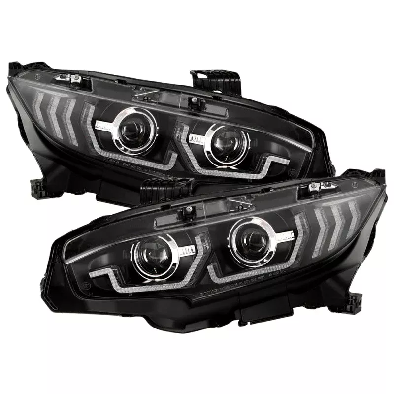 SPYDER Honda Civic 16-20 LED Model High-Power LED Module Headlights – Black (PRO-YD-HC16LEDAP-SEQGR-BK) 5088932