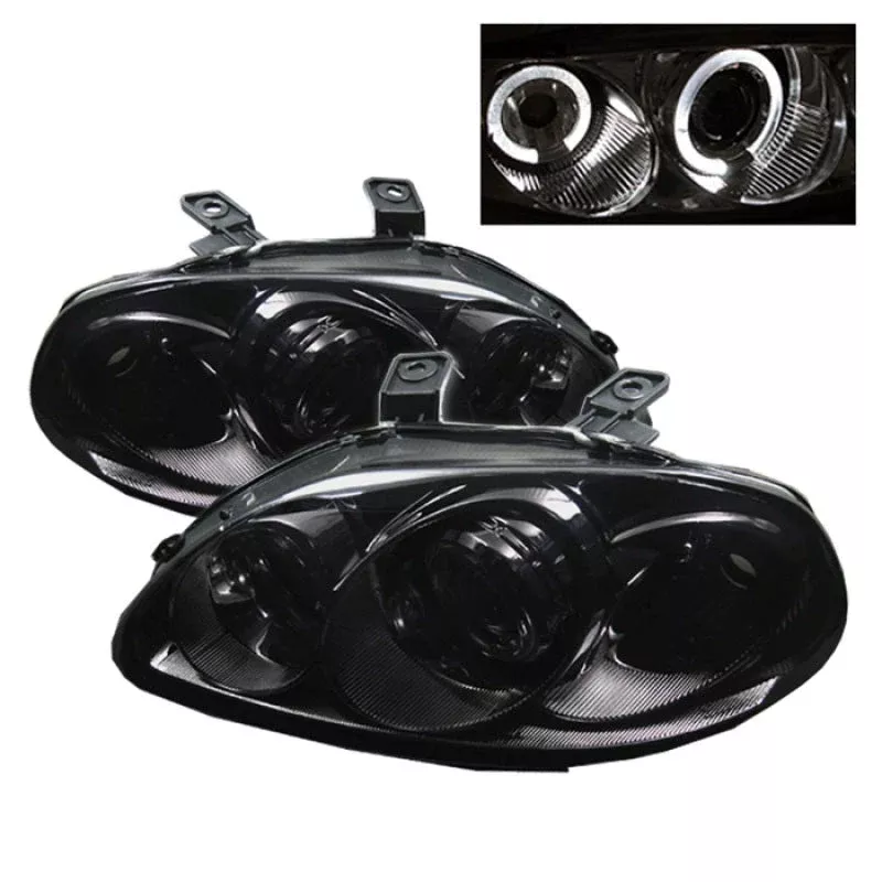 SPYDER Honda Civic 96-98 Projector Headlights LED Halo Amber Reflctr Smke PRO-YD-HC96-AM-SMC 5010926