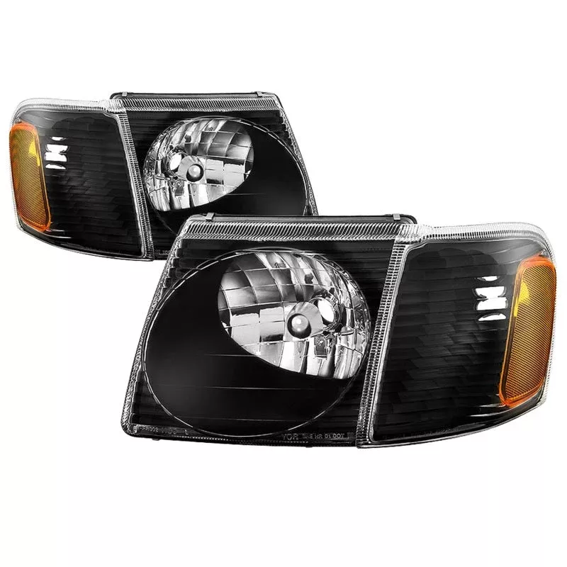 SPYDER xTune 01-03 Ford Explorer Sport 4pc OEM Style Headlights w/Corner – Black (HD-JH-FEXP01-ST-BK) 9042614