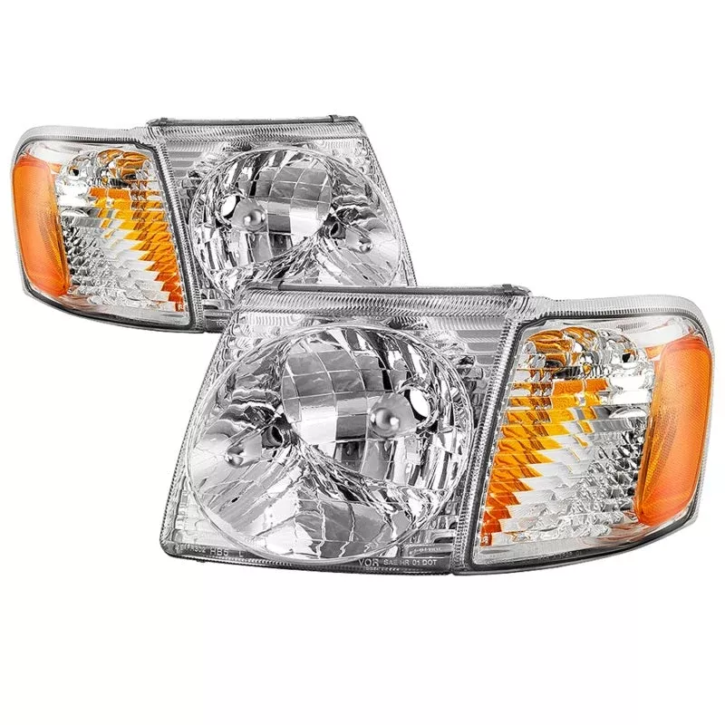 SPYDER xTune 01-03 Ford Explorer Sport 4pc OEM Style Headlights w/Corners – Chrome (HD-JH-FEXP01-ST-C) 9042621