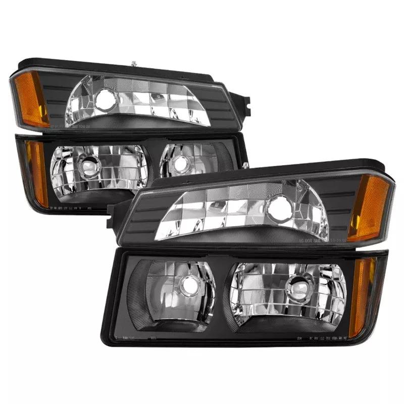 SPYDER xTune 02-06 Chevy Avalanche w/Cladding OEM Bumper Light & Headlights – (BLACK) (HD-JH-CAVA02-SET-BK) 9040641