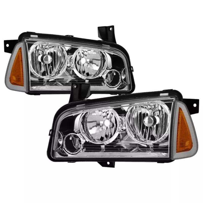SPYDER xTune 05-10 Dodge Charger 4pc OEM Style Halogen Headlights w/Corner – Chrome (HD-JH-DCH05-SET-C) 9042393