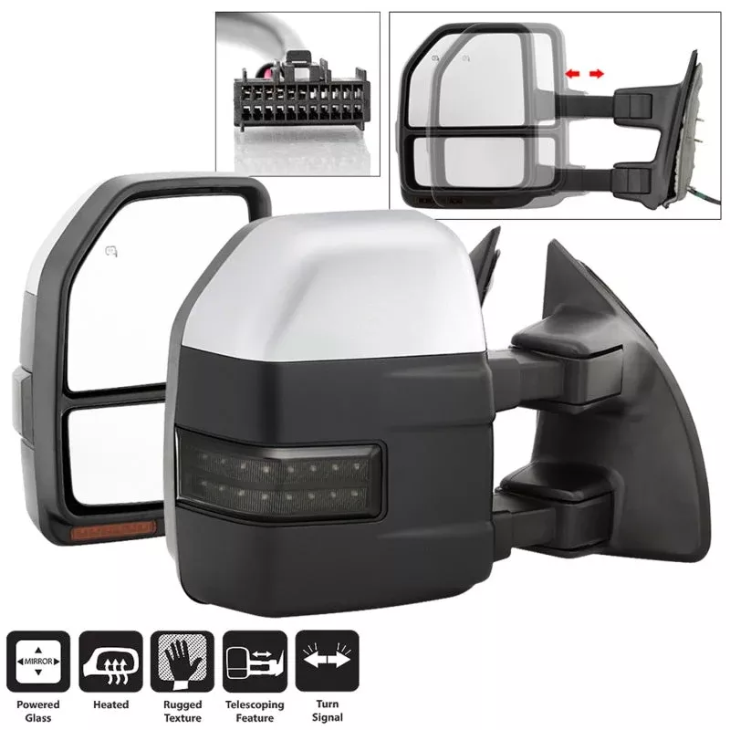 SPYDER xTune 08-15 Ford F-250 SD Heated Adj LED Signal Chrome Mirrors – Smk (MIR-FDSD08S-G5-PW-RSM-SET) 9943133