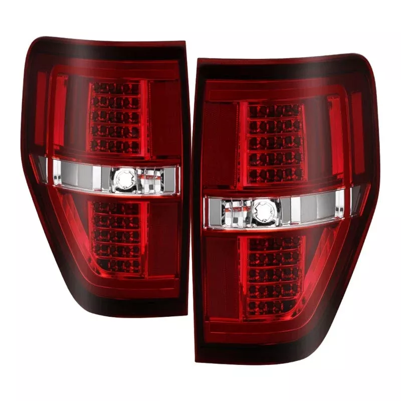 SPYDER xTune 09-14 Ford F-150 Light Bar LED Tail Lights – Red Clear (ALT-JH-FF15009-LBLED-RC) 9042201