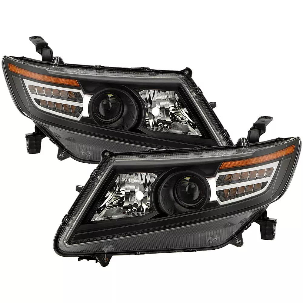 SPYDER xTune 11-17 Honda Odyssey Halogen Models Projector Headlights w/LED - Black (PRO-JH-HODY11-SQ-BK) 9055249