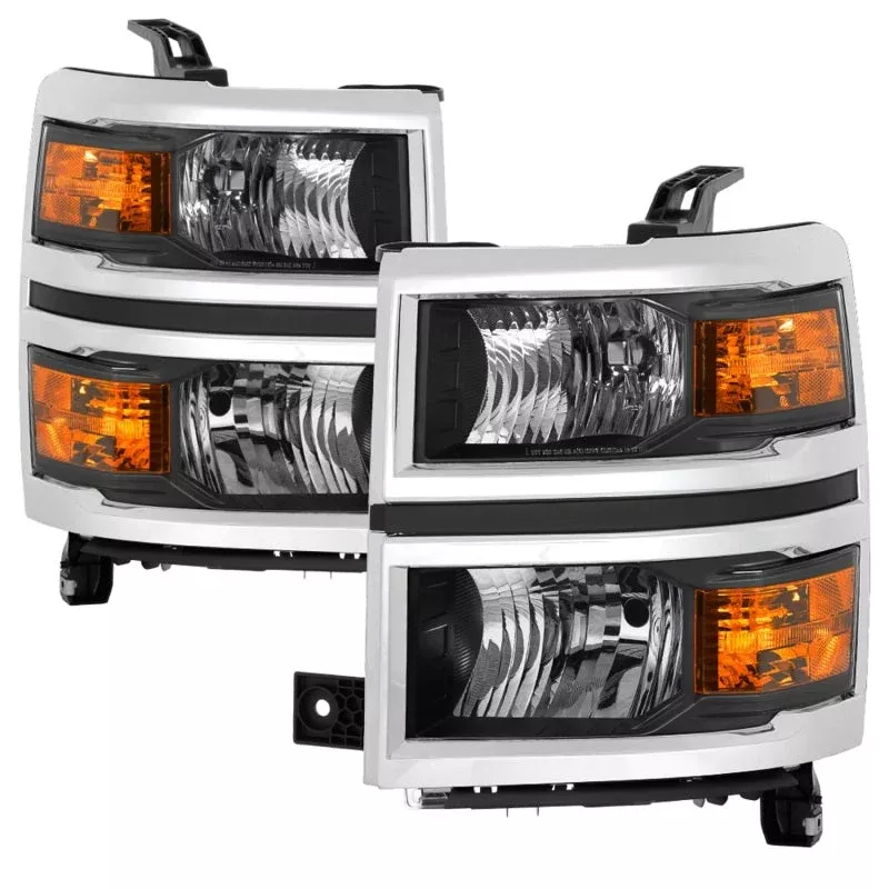 SPYDER xTune 14-15 Chevy Silverado 1500 (New Body) OEM Style Headlights w/Trim – Blk (HD-JH-CS14-CC-BK) 9042447