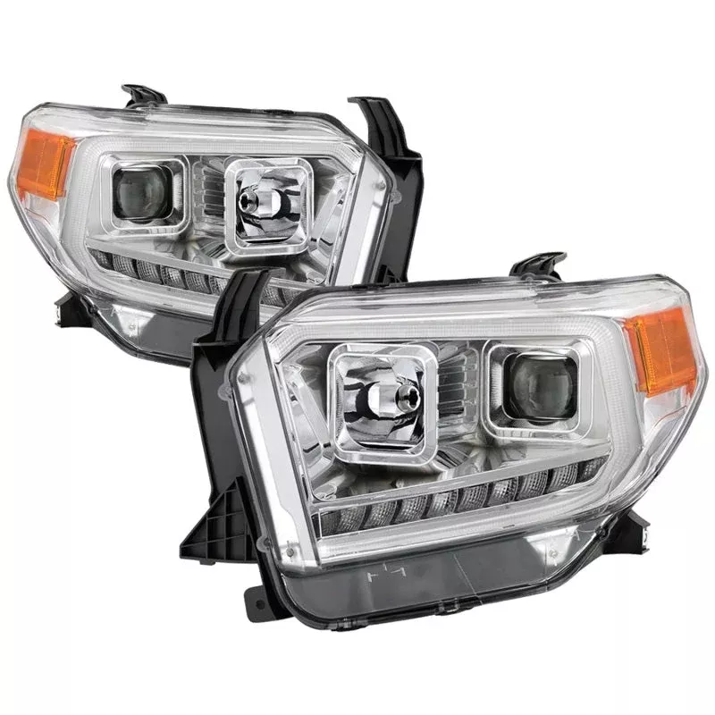 SPYDER xTune 14-17 Toyota Tundra DRL LED Light Bar Projector Headlights – Chrome (PRO-JH-TTU14-LB-C) 9043048