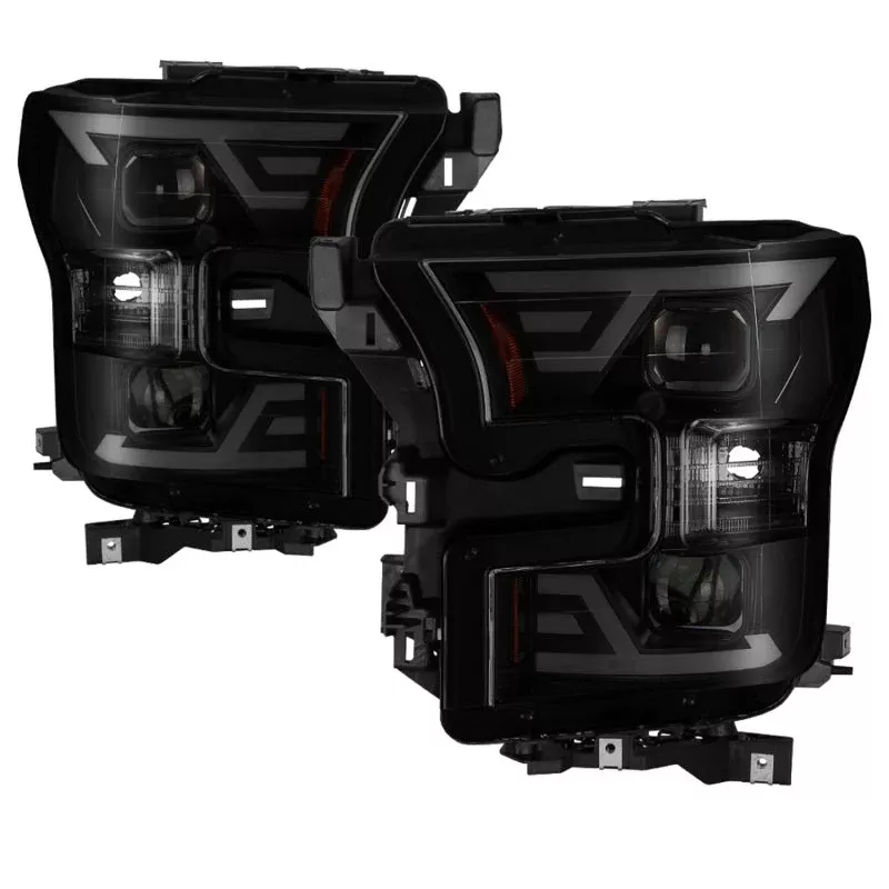 SPYDER xTune 15-17 Ford F-150 DRL LED Light Bar Projector Headlights – Black Smoke (PRO-JH-FF15015-LB-BSM) 9042942