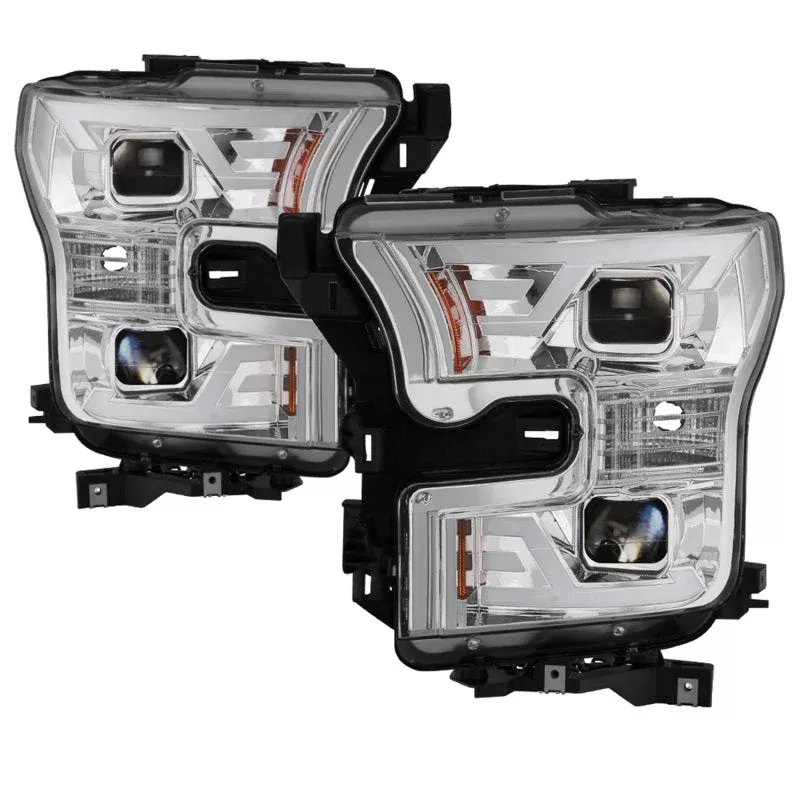 SPYDER xTune 15-17 Ford F-150 DRL LED Light Bar Projector Headlights - Chrome (PRO-JH-FF15015-LB-C) 9042959