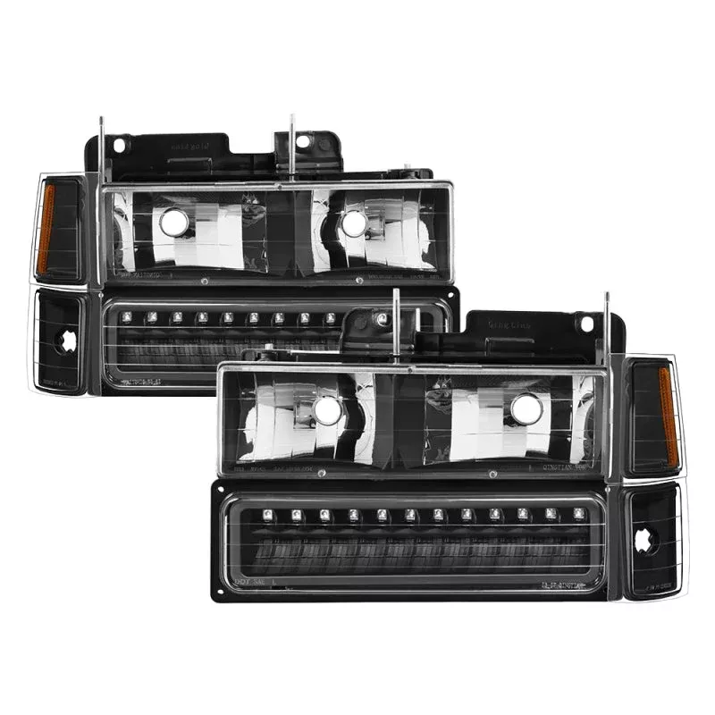 SPYDER Xtune 92-94 Blazer Full Size Corner/LED Bumper Headlights Black HD-JH-CCK88-LED-AM-BK-SET 5069542