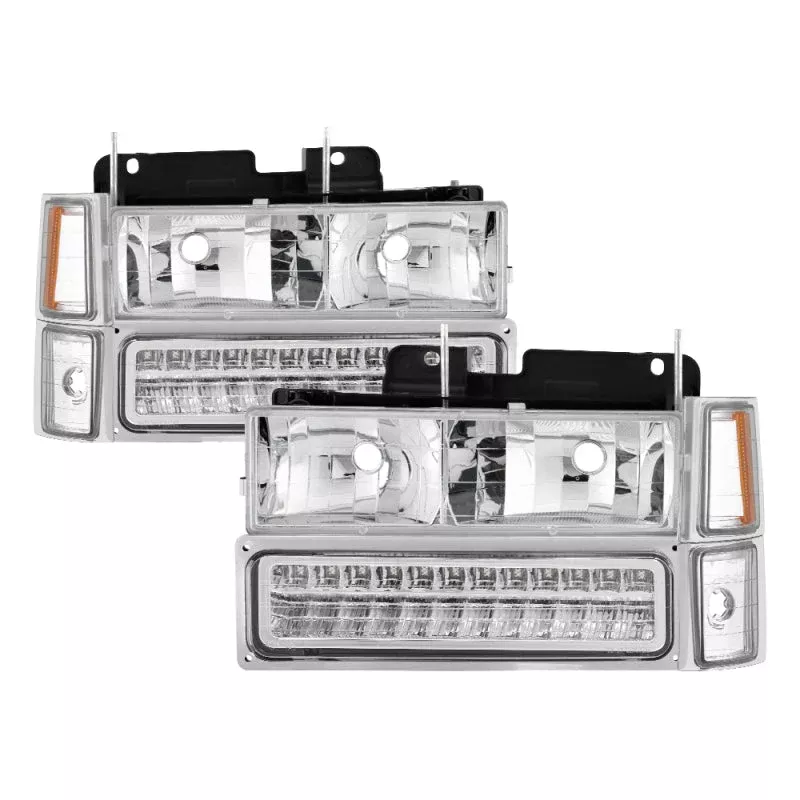 SPYDER Xtune 92-94 Blazer Full Size Corner/LED Bumper Headlights Chrome HD-JH-CCK88-LED-AM-C-SET 5069559