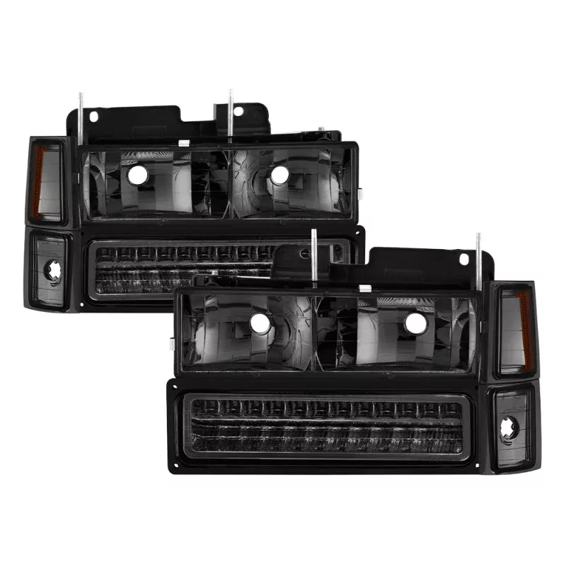 SPYDER Xtune 92-94 Blazer Full Size Corner/LED Bumper Headlights Smoke HD-JH-CCK88-LED-AM-SM-SET 5069566