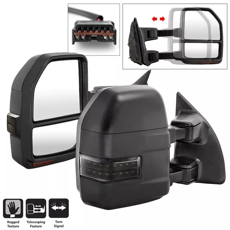 SPYDER xTune 99-07 Ford Super Duty LED Telescoping Manual Mirrors – Smk (Pair) (MIR-FDSD99S-G4-MA-RSM-SET) 9943140
