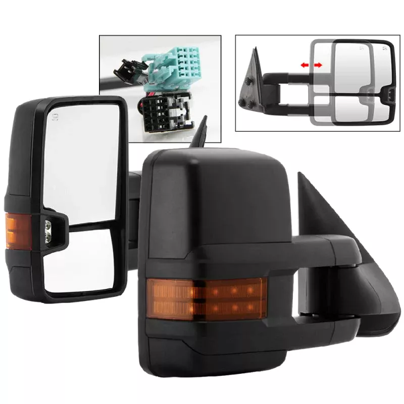 SPYDER xTune Chevy Silverado 03-06 G2 Heated Amber LED Signal Telescoping Mirrors MIR-CS03S-G2-PWH-AM-SET 9936685