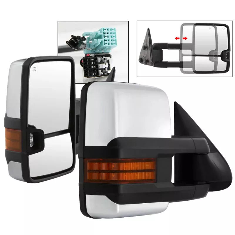 SPYDER xTune Chevy Silverado 03-06 Heated Amber Signal Telescoping Mirrors Chrome MIR-CS03S-G3C-PWH-AM-SET 9936753