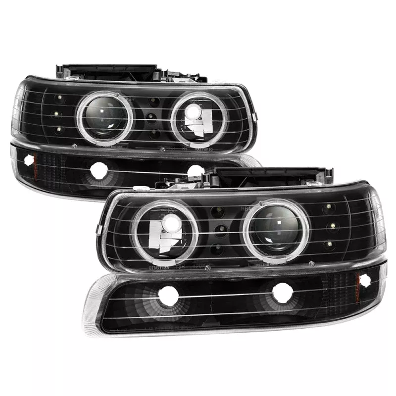 SPYDER xTune Chevy Silverado 1500/2500 99-02 Bumper Projector Headlights - LED - Black PRO-JH-CSIL99-SET-BK 9036781