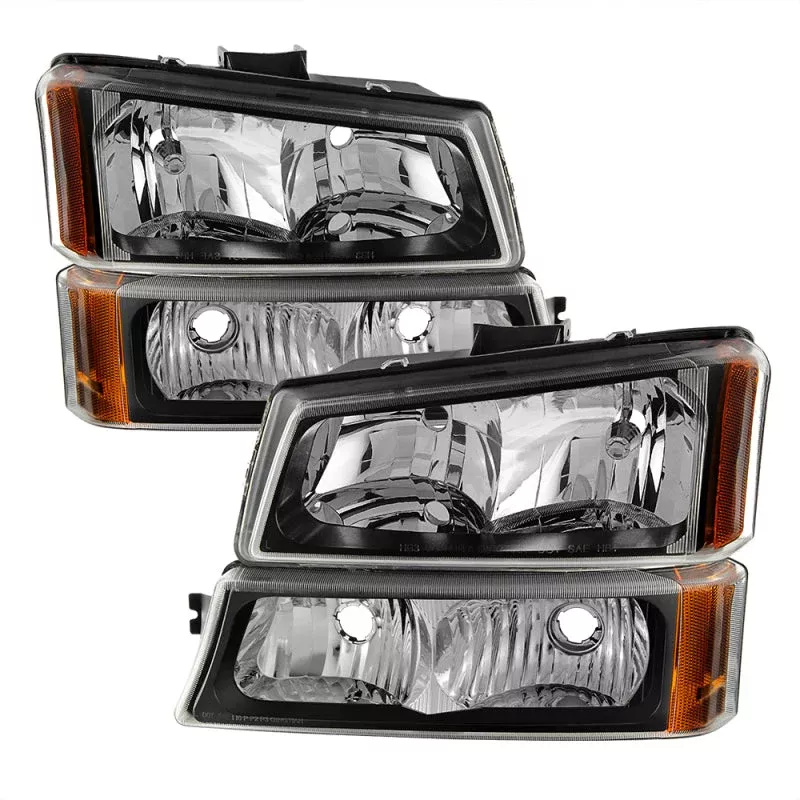 SPYDER Xtune Chevy Silverado 2500HD 03-06 Crystal Headlights w/ Bumper Lights Black HD-JH-CSIL03-AM-BK-SET 5069801