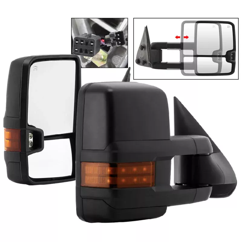 SPYDER xTune Chevy Silverado 99-02 G2 Heated Amber LED Signal Telescoping Mirrors MIR-CS99S-G2-PWH-AM-SET 9936678