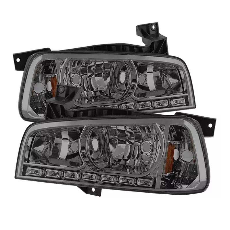 SPYDER Xtune Dodge Charger 06-10 1Pc LED Crystal Headlights Smoke HD-ON-DCH05-1PC-LED-SM 5017642