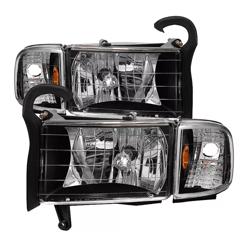 SPYDER Xtune Dodge Ram 1500 94-01 OEM Style Headlights w/ Corner Lamps Black HD-JH-DRAM94-SET-BK 9034299