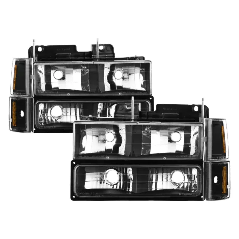 SPYDER xTune GMC C/K Series 94-98 Headlights w/ Corner and Parking Lights – Black HD-JH-GCK94-BK-SET 9037405