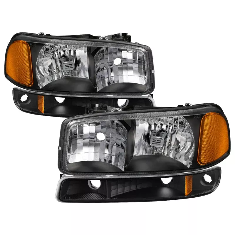 SPYDER xTune GMC Sierra 99-06 /Yukon 00-06 Crystal Headlights & Bumper Lights – Black HD-JH-GS99-AM-SET-BK 9037474